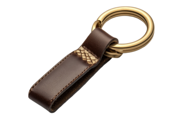 Elegant Brown Keychain on transparent background