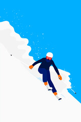 A skier skiing down on a snow slope