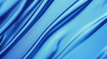 Smooth Blue Silk Fabric Draped Elegantly with Gentle Curves and Soft Shimmering Texture