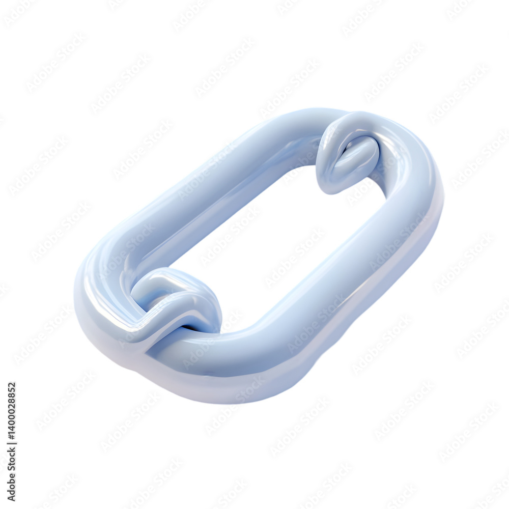 Poster a 3d rendering of a light-blue chain link with smooth curves.