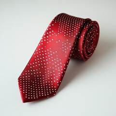 Rolled Burgundy Tie with White Dots