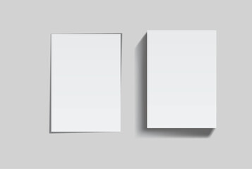 Realistic blank A4 format paper flyer mockup with shadow isolated. Sheet design template for presentation poster, newspaper, flyer, brochure, flier, business card, card, postcard, letter or invitation