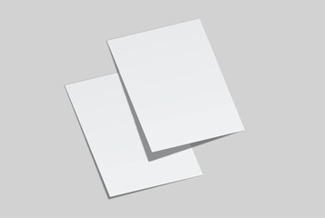 Realistic blank A4 format paper flyer mockup with shadow isolated. Sheet design template for presentation poster, newspaper, flyer, brochure, flier, business card, card, postcard, letter or invitation
