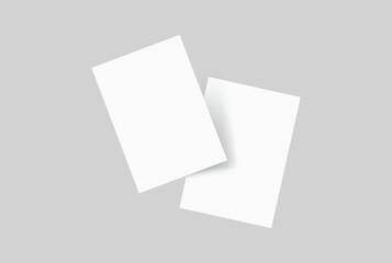 Realistic blank A4 format paper flyer mockup with shadow isolated. Sheet design template for presentation poster, newspaper, flyer, brochure, flier, business card, card, postcard, letter or invitation