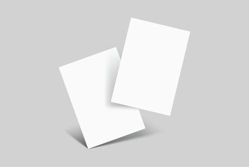Realistic blank A4 format paper flyer mockup with shadow isolated. Sheet design template for presentation poster, newspaper, flyer, brochure, flier, business card, card, postcard, letter or invitation