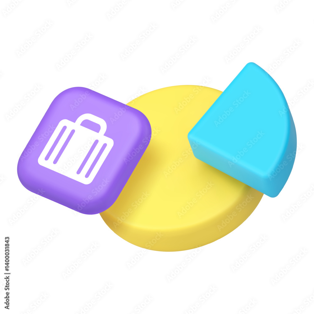 Poster business analyzing financial statistic chart pie data monitoring 3d icon realistic vector illustrati