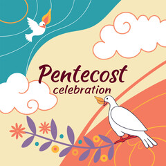 Religious Pentecost Background, Holy Spirit, Pentecost Sunday, and Pentecost Celebration.
