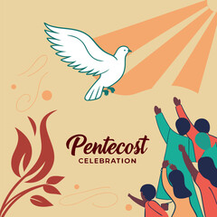 Religious Pentecost Background, Holy Spirit, Pentecost Sunday, and Pentecost Celebration.