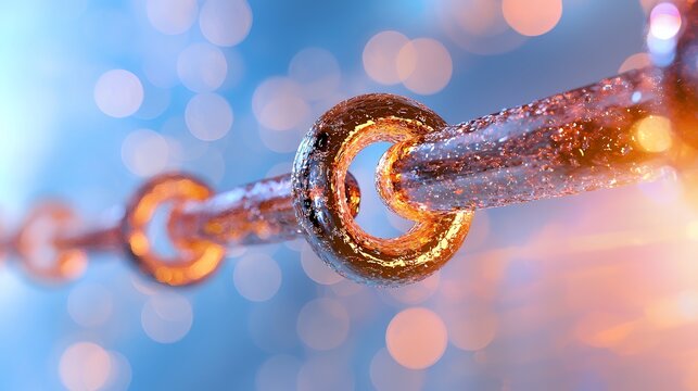 Glowing gold chain link 3 d visualization