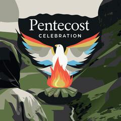 Religious Pentecost Background, Holy Spirit, Pentecost Sunday, and Pentecost Celebration.