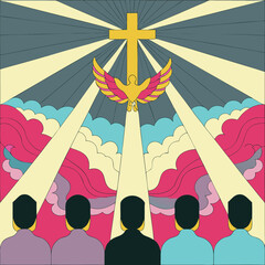 Religious Pentecost Background, Holy Spirit, Pentecost Sunday, and Pentecost Celebration.
