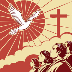 Religious Pentecost Background, Holy Spirit, Pentecost Sunday, and Pentecost Celebration.