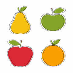 Colorful Fruit Icon Vector Set.