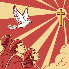Religious Pentecost Background, Holy Spirit, Pentecost Sunday, and Pentecost Celebration.