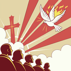 Religious Pentecost Background, Holy Spirit, Pentecost Sunday, and Pentecost Celebration.