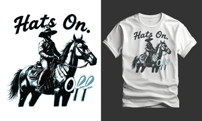 Hats On, World Off, Boy and Horse Vintage Typography T-shirt design