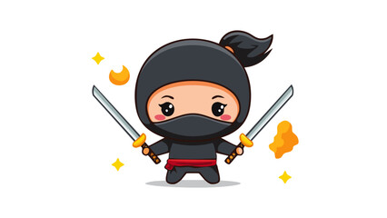 Obraz premium Chibi Female Ninja Character – Flat Style Vector 1