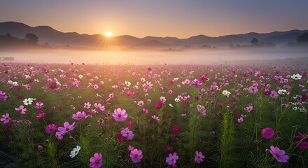 Naklejka premium Sunrise Serenade AI Generated