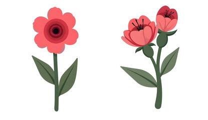 Obraz premium Decorative flower clipart artwork nature digital art floral design minimalist style,isolated,transparent background,cut out