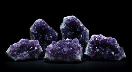 Amethyst Geodes: A Dark Studio Still Life AI Generated