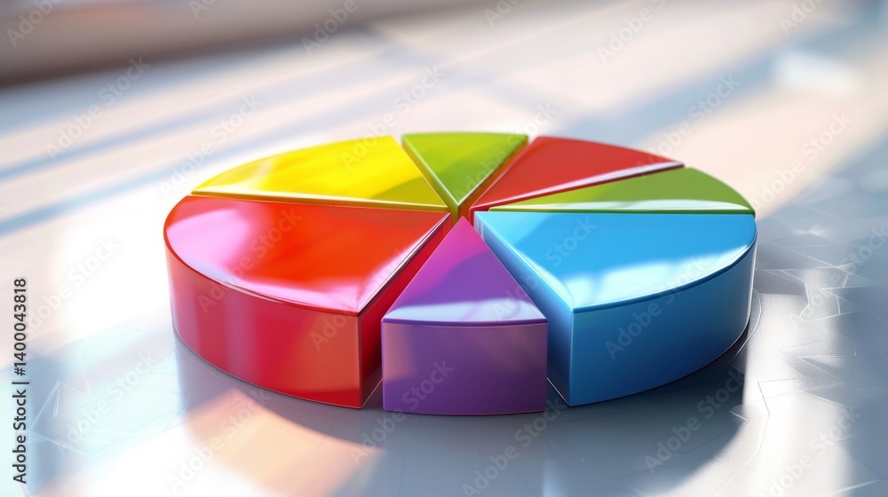 Aufkleber chrome-style d pie chart with parted highlights, clean markers