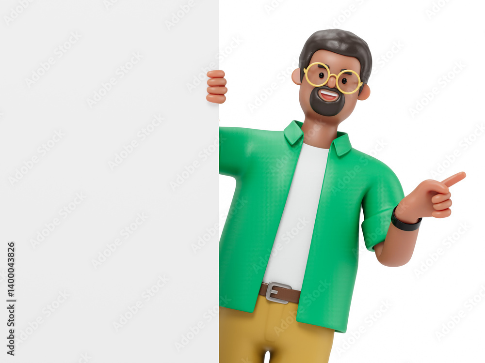 Poster 3d people holding an empty white board for insert a concept.3d rendering,conceptual image. isolated 