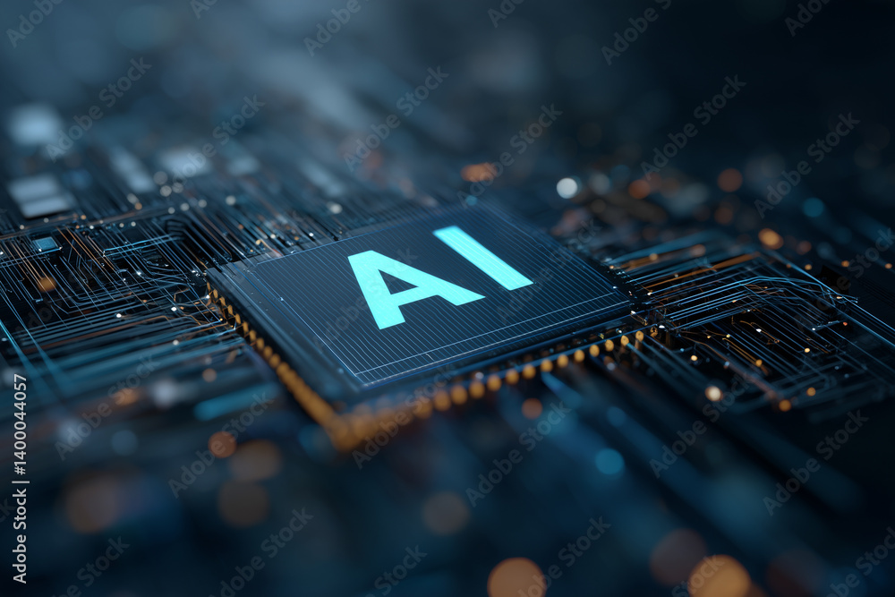 Aufkleber abstract futuristic chip with the text 