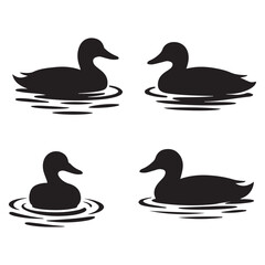 duck Vector Black silhouettes. with white background
