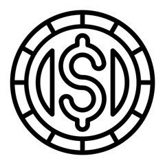 Coin Vector Line Icon Design