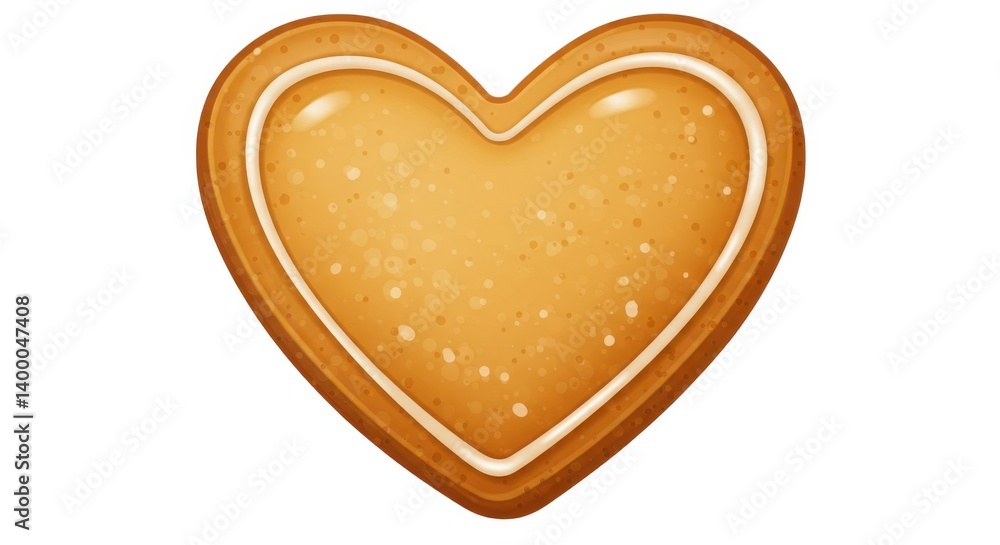 Poster a heart shaped cookie with brown edges and a white icing border on a plain white background image vi