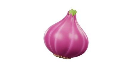 Vibrant Pink Shallot Bulb on Transparent Background