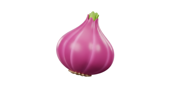 Vibrant Pink Shallot Bulb on Transparent Background