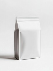 Blank Packaging Mockup: Clean, White Bag on Plain Background. Ready for your product branding and design.
