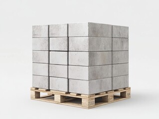 Concrete Blocks Stacked on Pallet: A simple composition of building material, ready for construction site.