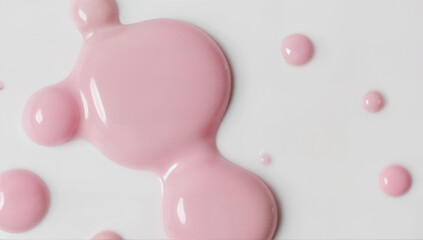 Abstract Pink Liquid Drops on White Surface