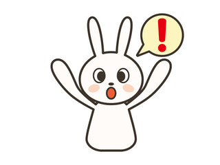 両手を上げてびっくりするかわいいうさぎの上半身イラスト