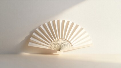 Elegant white fan on light background