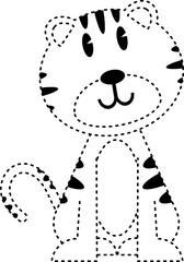 tiger animal tracing line illustration
