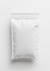 Blank White Pouch: A minimalist, clean design for packaging food, snacks, or other goods.