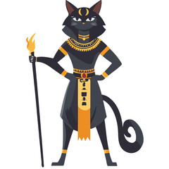 Obraz premium Bastet goddess color flat illustration for web and mobile design