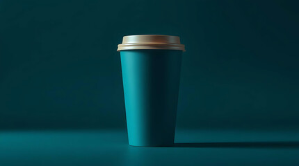 Blue Paper Coffee Cup Isolated on Clean Background – Mockup