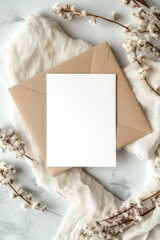 blank invitation card mock up, Graphic Design --ar 2:3 --v 6.1 Job ID: 6da1db72-82a7-4571-9092-0e0e29b25e7b