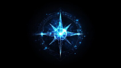 Mystical glowing star compass design