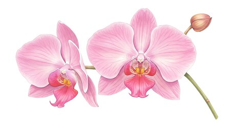 Fototapeta premium Orchid's Whisper Pink Petals' Embrace Blush of Serenity Floral Reverie Gentle Bloom AI Generated