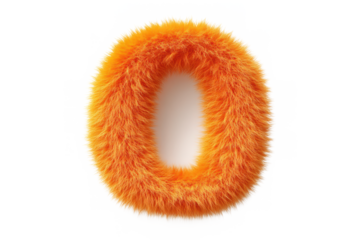 Fluffy orange letter o against a plain dark colored background