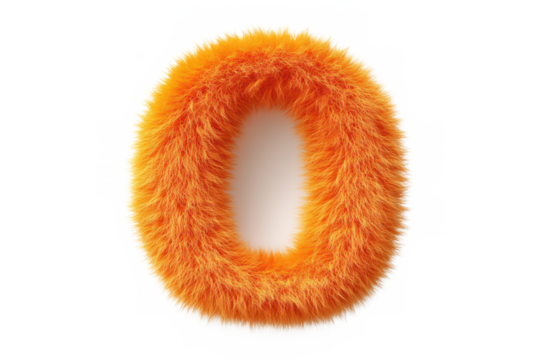 Fluffy orange letter o against a plain dark colored background
