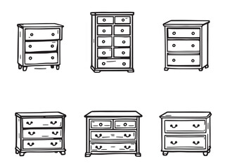 Chest Of Drawers Minimal Line Art Set