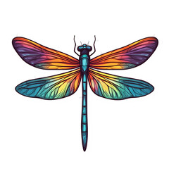 Vibrant dragonfly illustration nature digital art colorful close-up artistic representation