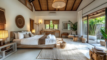 House interior backdrop warm white bedroom