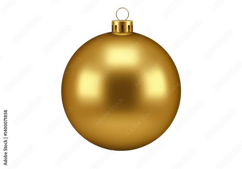 Wall mural a single golden christmas ornament with a loop for hanging on a white background in a centered shot